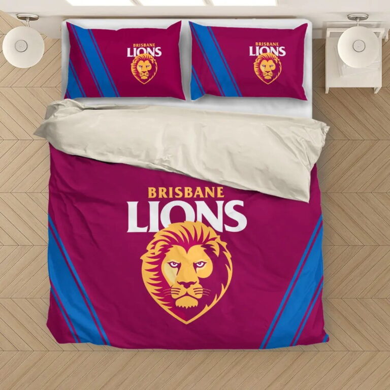 AFL Brisbane Lions Bedding Duvet Cover + 1|2 Pillow Cases
