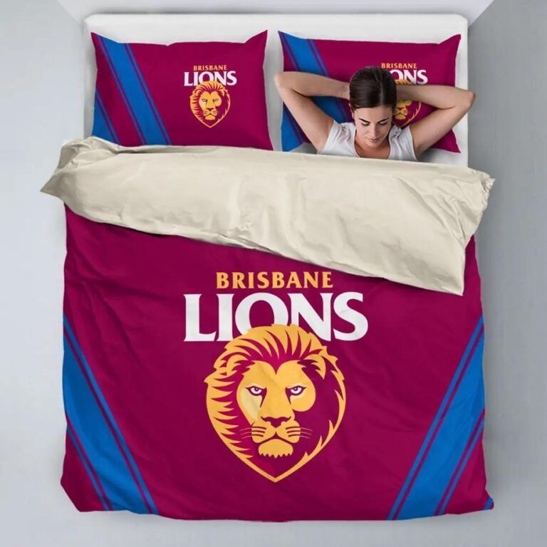 AFL Brisbane Lions Bedding Duvet Cover + 1|2 Pillow Cases