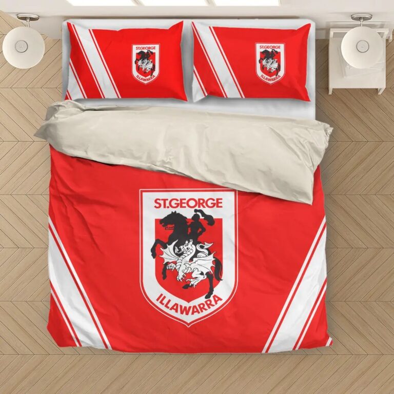 NRL St George Illawarra Dragons . Bedding Duvet Cover + 1|2 Pillow Cases