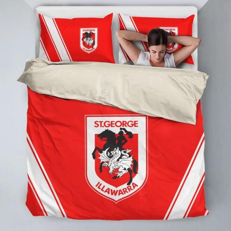 NRL St George Illawarra Dragons . Bedding Duvet Cover + 1|2 Pillow Cases
