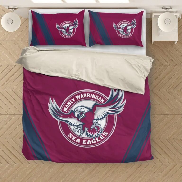 NRL Manly Warringah Sea Eagles Bedding Duvet Cover + 1|2 Pillow Cases