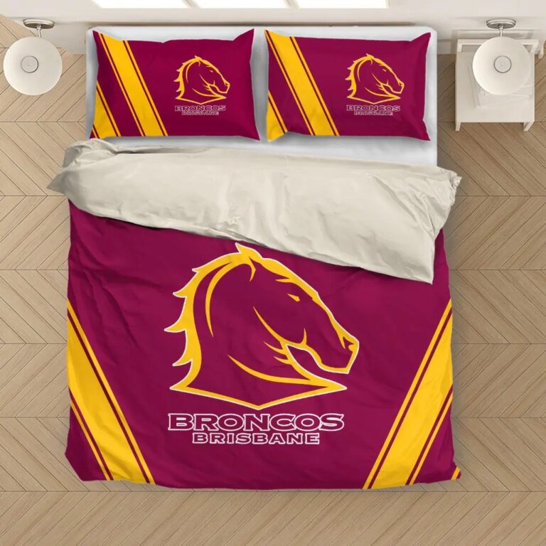 NRL Brisbane Broncos Bedding Duvet Cover + 1|2 Pillow Cases