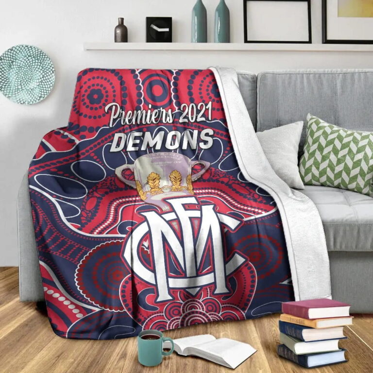 AFL Melbourne Demons Premiers 2021 Indigenous Fleece Blanket