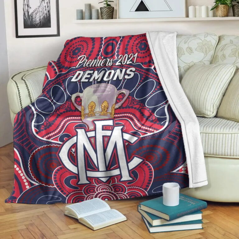AFL Melbourne Demons Premiers 2021 Indigenous Fleece Blanket