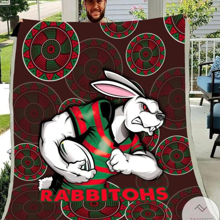 NRL South Sydney Rabbitohs Indigenous Fleece Blanket V2