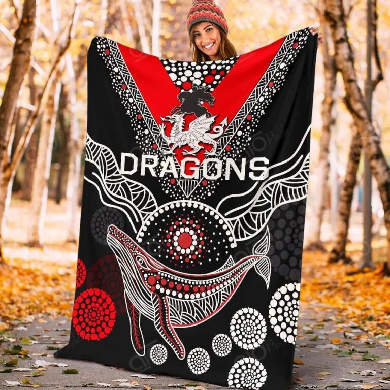 NRL St George Illawarra Dragons . Aboriginal Fleece Blanket