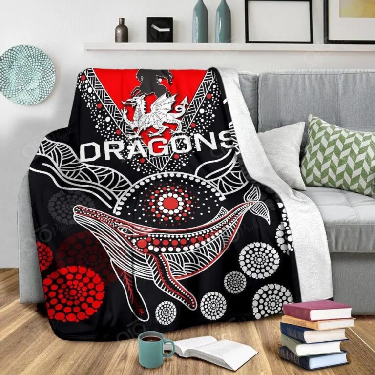 NRL St George Illawarra Dragons . Aboriginal Fleece Blanket