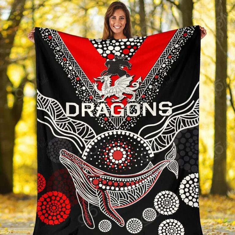 NRL St George Illawarra Dragons . Aboriginal Fleece Blanket