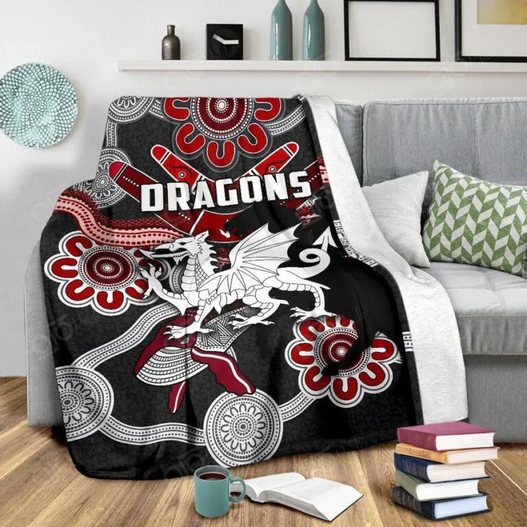 NRL St George Illawarra Dragons . Indigenous – Black Fleece Blanket