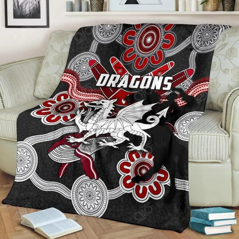 NRL St George Illawarra Dragons . Indigenous – Black Fleece Blanket