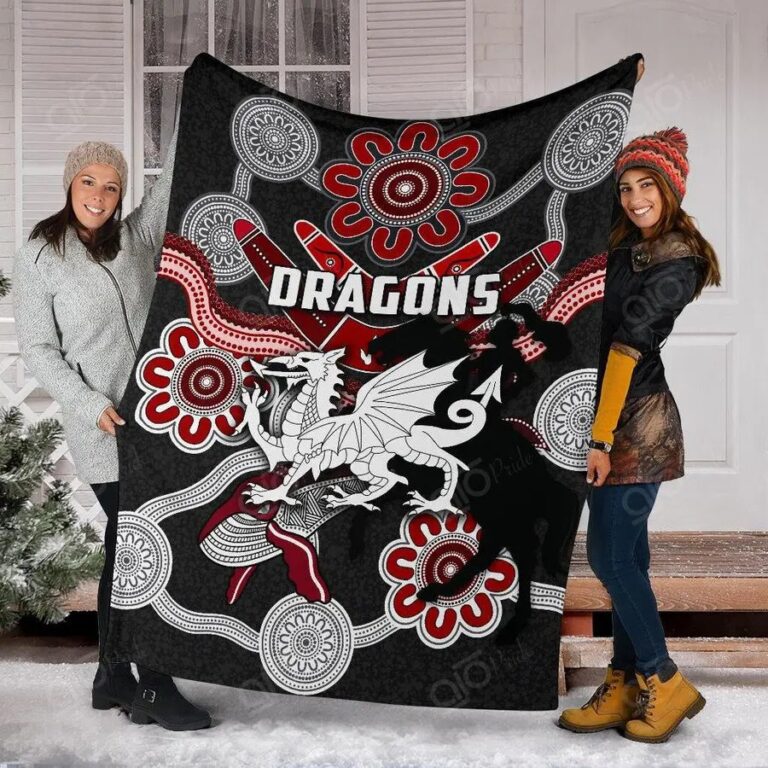 NRL St George Illawarra Dragons . Indigenous – Black Fleece Blanket
