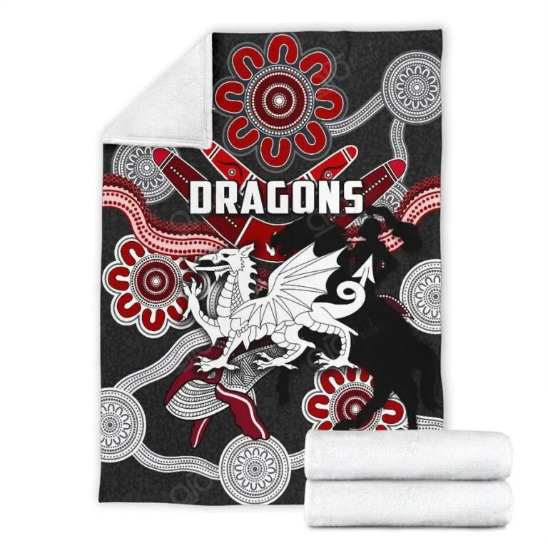 NRL St George Illawarra Dragons . Indigenous – Black Fleece Blanket