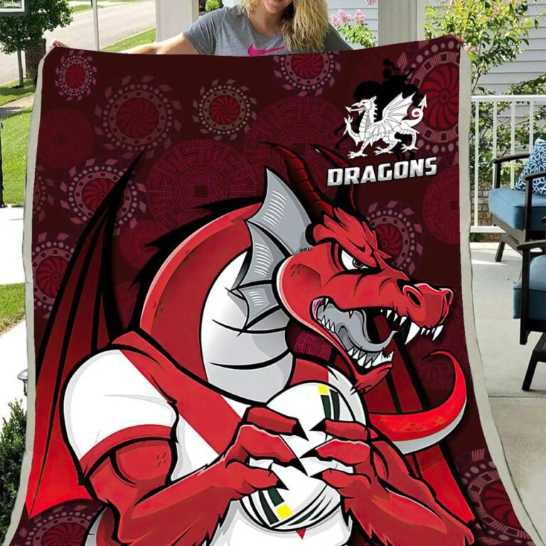NRL St George Illawarra Dragons . Mascot Fleece Blanket