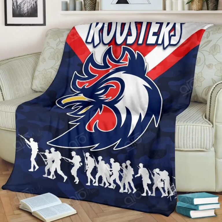 NRL Sydney Roosters Anzac Style Fleece Blanket