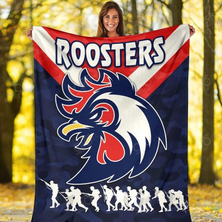 NRL Sydney Roosters Anzac Style Fleece Blanket