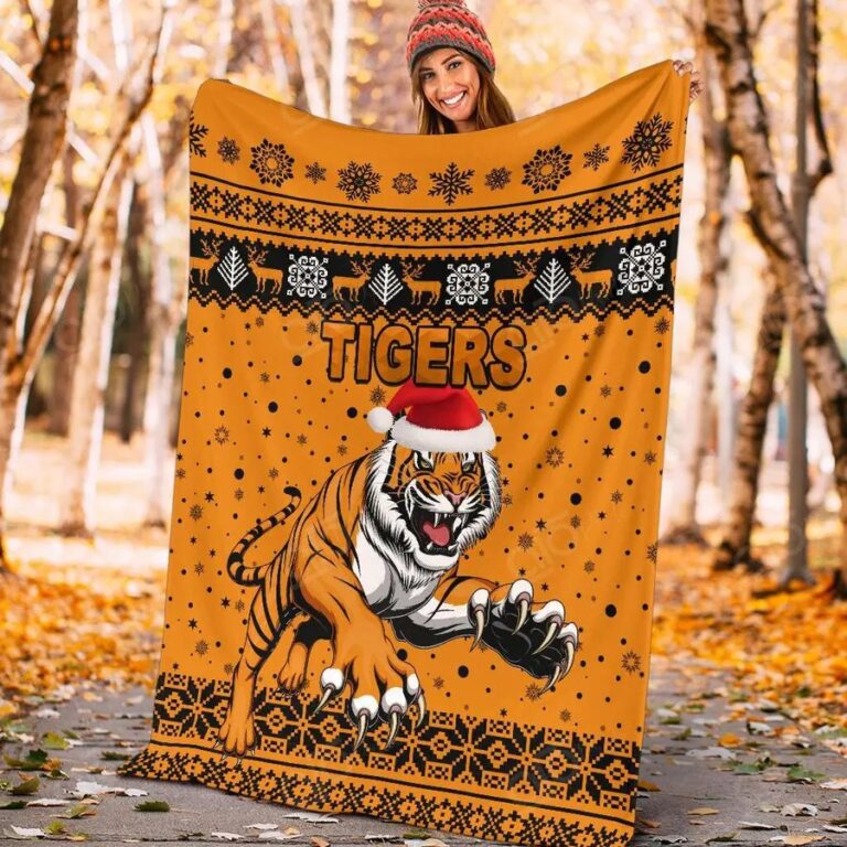 NRL Wests Tigers Christmas Orange Fleece Blanket