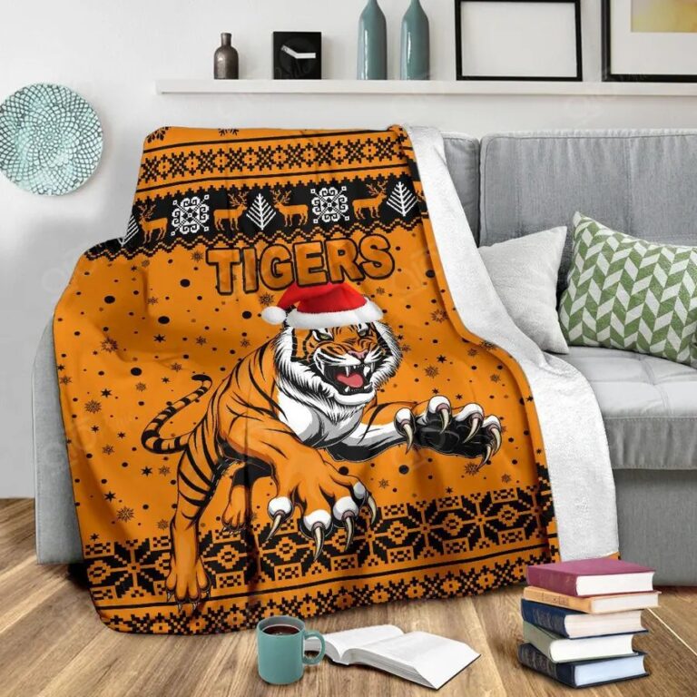 NRL Wests Tigers Christmas Orange Fleece Blanket
