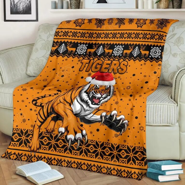 NRL Wests Tigers Christmas Orange Fleece Blanket