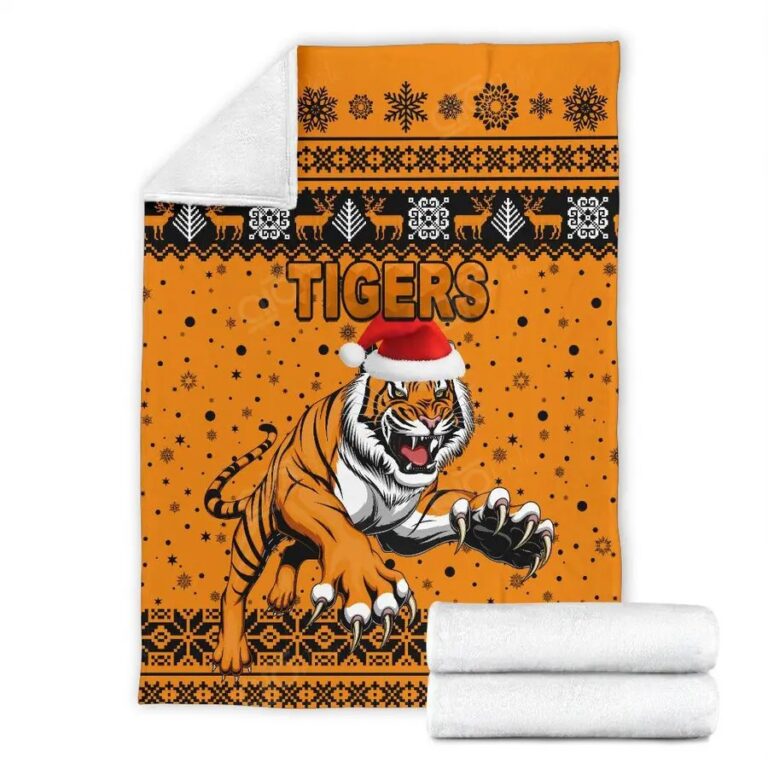 NRL Wests Tigers Christmas Orange Fleece Blanket