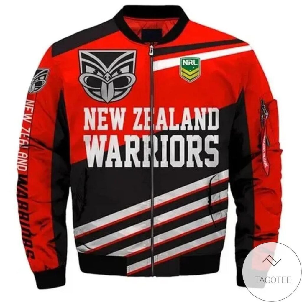 NRL New Zealand Warriors Red Black Bomber Jacket