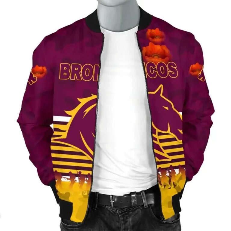 NRL Brisbane Broncos ANZAC Day Simple Style Bomber Jacket