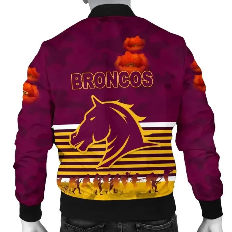 NRL Brisbane Broncos ANZAC Day Simple Style Bomber Jacket