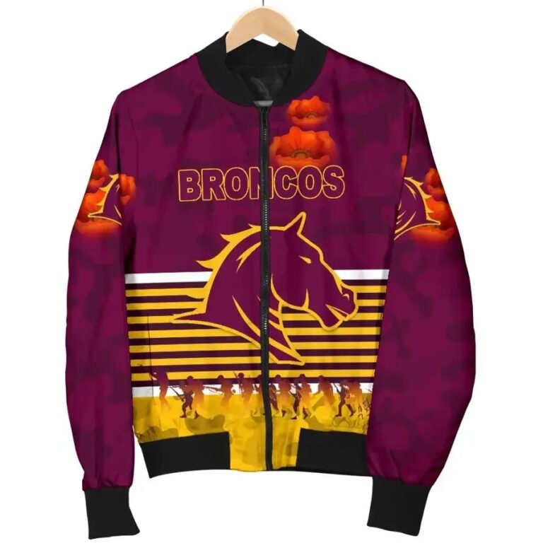 NRL Brisbane Broncos ANZAC Day Simple Style Bomber Jacket