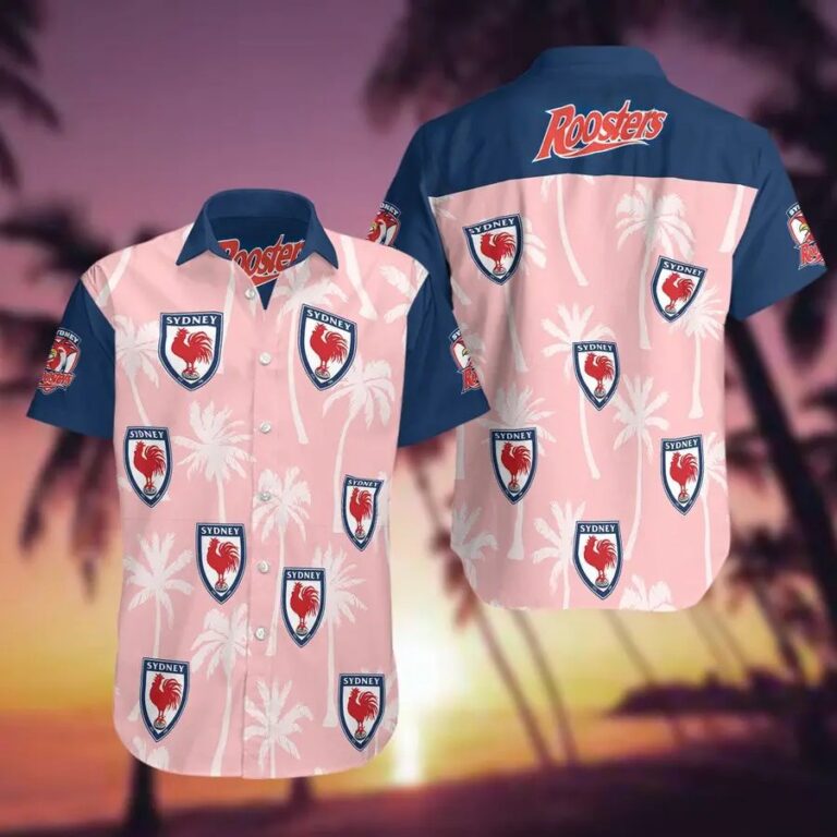 NRL Sydney Roosters Summer Light Pink Hawaiian Shirt