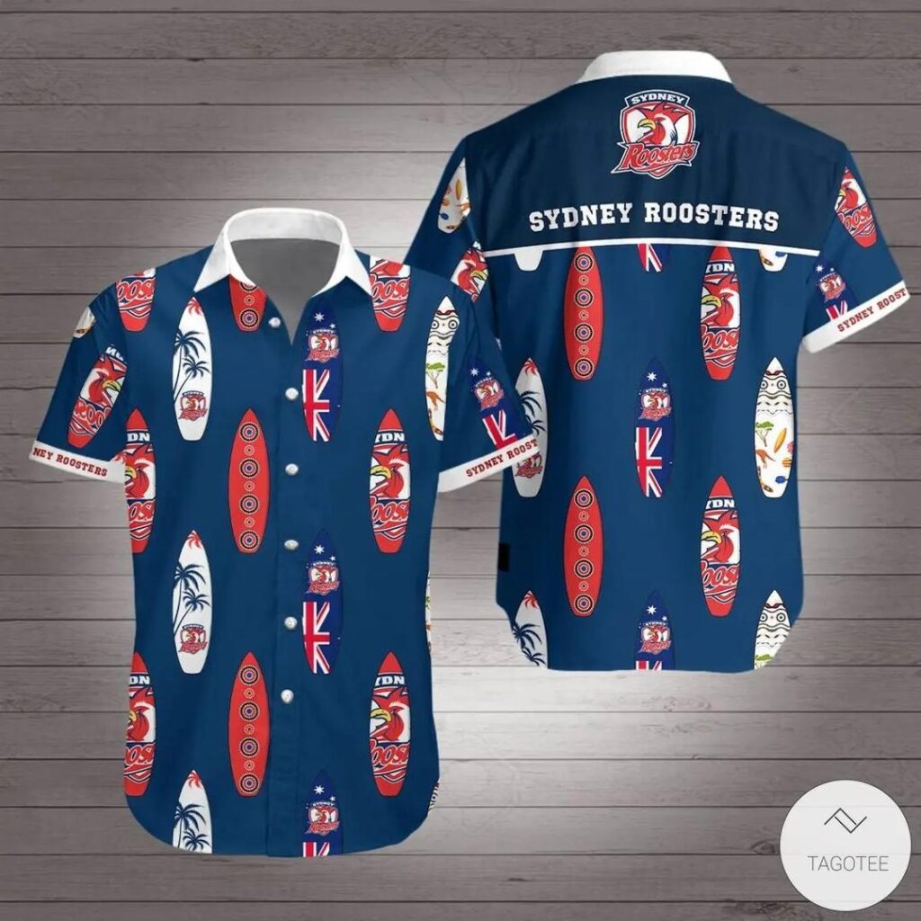 NRL Sydney Roosters Surfboard Hawaiian Shirt
