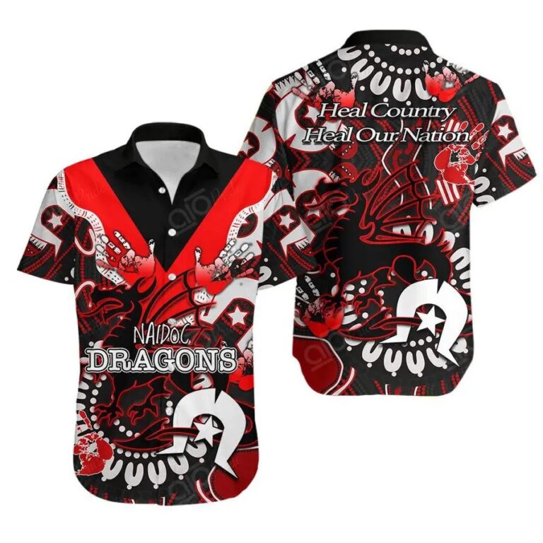 NRL St. George Illawarra Dragons Naidoc Patterns Hawaiian Shirt