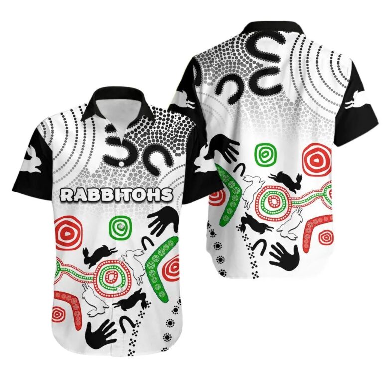 NRL South Sydney Rabbitohs Indigenous – White Hawaiian Shirt