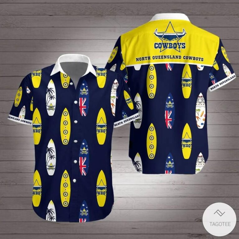 NRL North Queensland Cowboys Surfboard Hawaiian Shirt