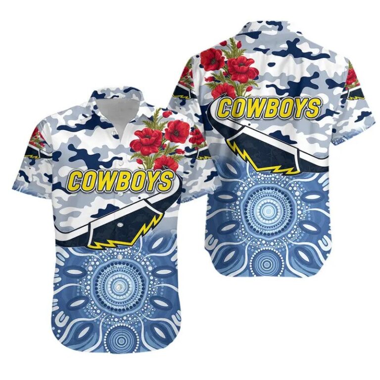 NRL North Queensland Cowboys ANZAC Indigenous Vibes Hawaiian Shirt