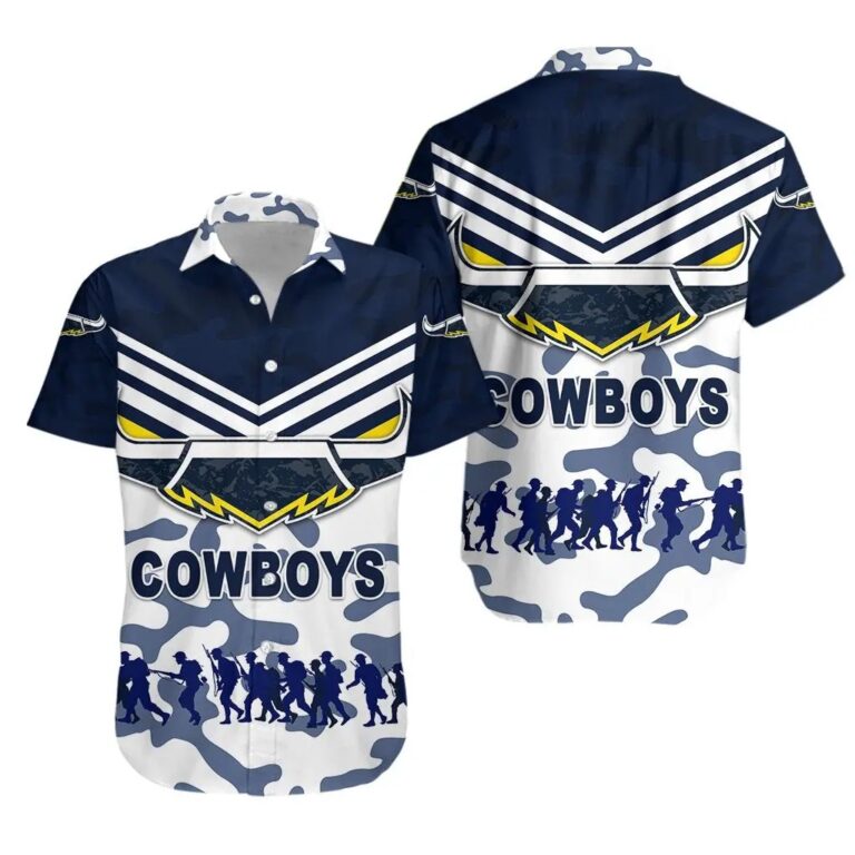 NRL North Queensland Cowboys Anzac Day Camouflage Vibes Hawaiian Shirt