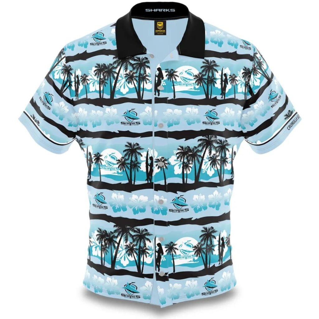 NRL Cronulla-Sutherland Sharks Beach Surfboard Hawaiian Shirt