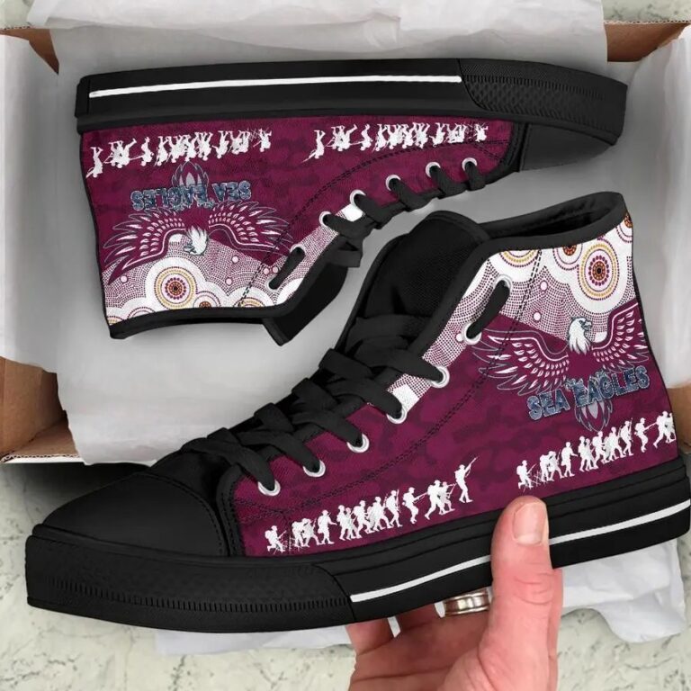 NRL Manly Warringah Sea Eagles ANZAC Day Indigenous High Top Shoes