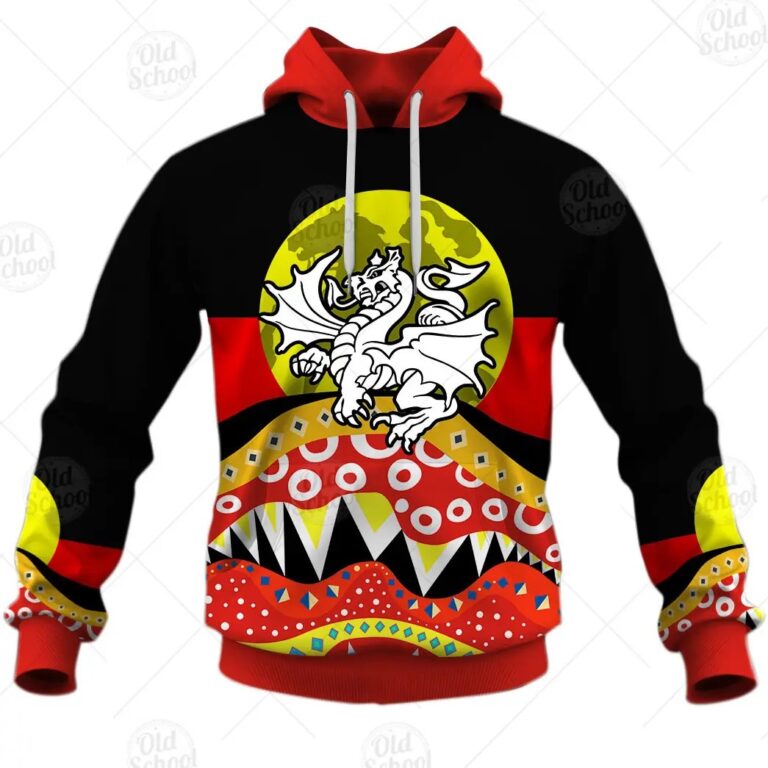 NRL St. George Illawarra Dragons Dinky Di Lover Aboriginal Flag x Indigenous Pullover Hoodie