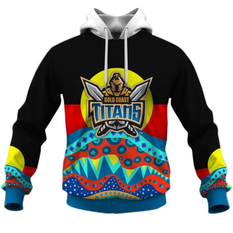 NRL Gold Coast Titans Dinky Di Lover Aboriginal Flag x Indigenous Pullover Hoodie