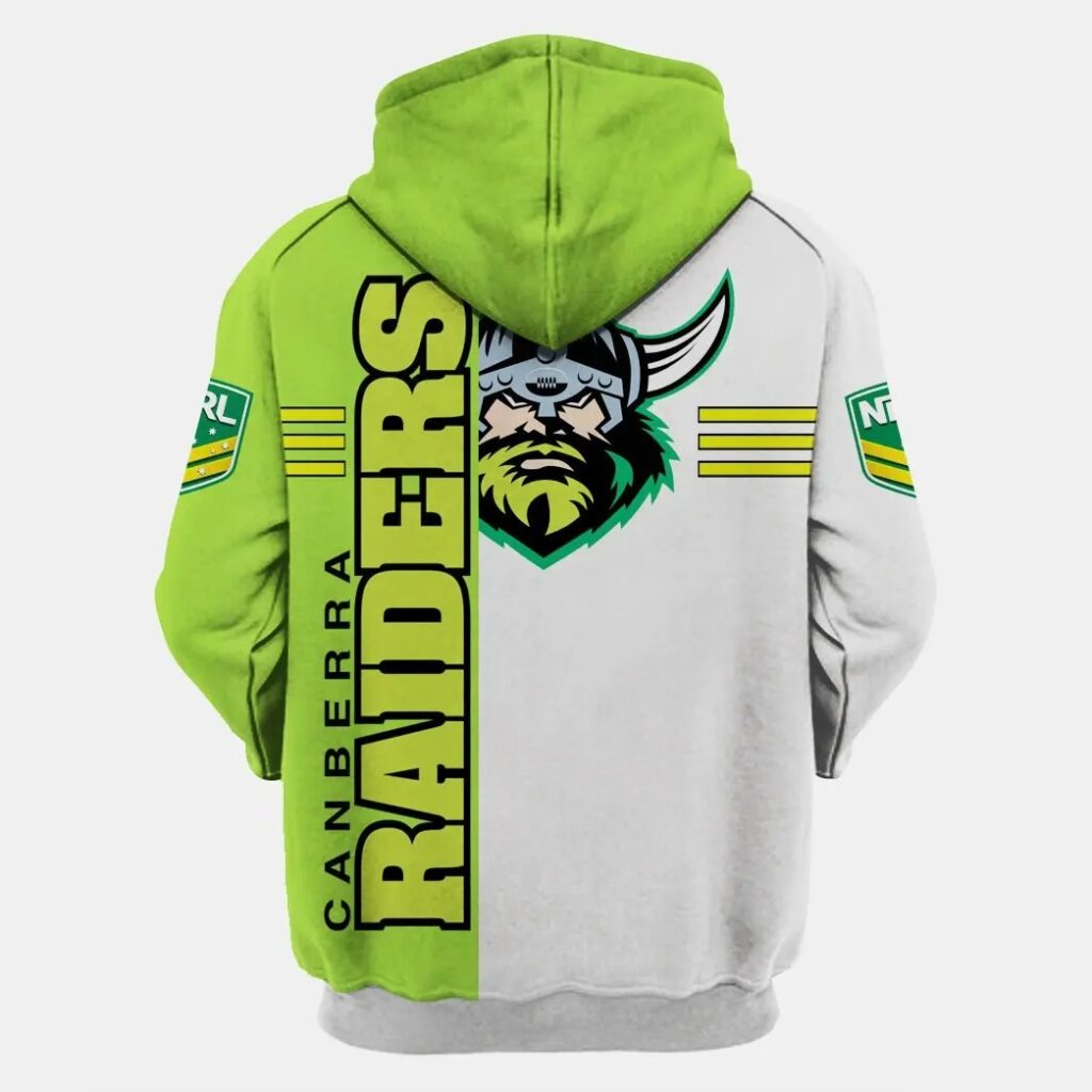 NRL Canberra Raiders White Green Pullover Hoodie