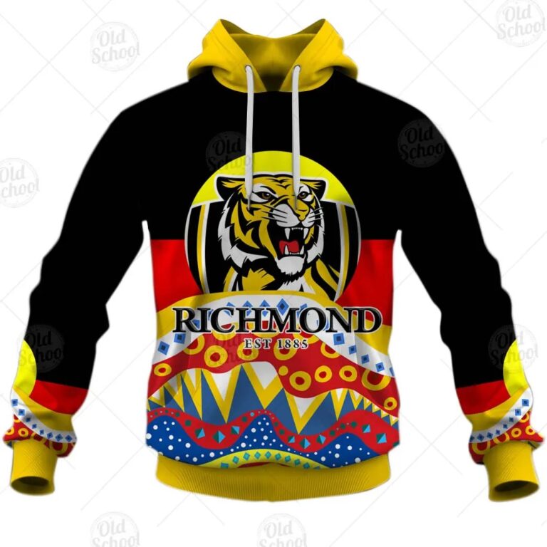 AFL Richmond Tigers Dinky Di Lover Aboriginal Flag x Indigenous Pullover Hoodie
