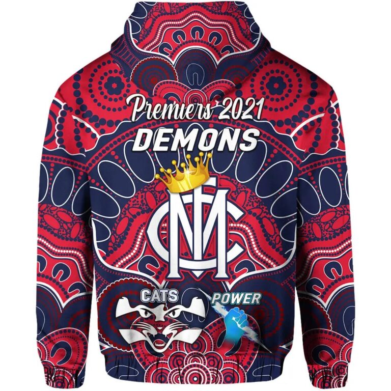 AFL Melbourne Demons Premiers 2021 Indigenous Pullover Hoodie