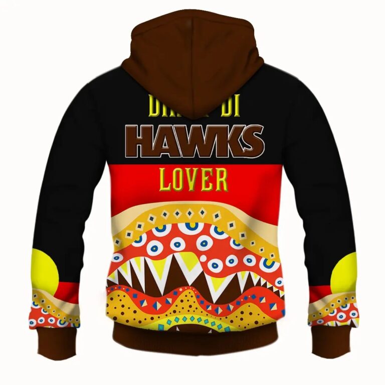 AFL Hawthorn Hawks Dinky Di Lover Aboriginal Flag x Indigenous Pullover Hoodie
