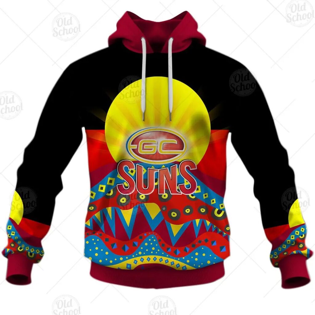 AFL Gold Coast Suns Dinky Di Lover Aboriginal Flag x Indigenous Pullover Hoodie