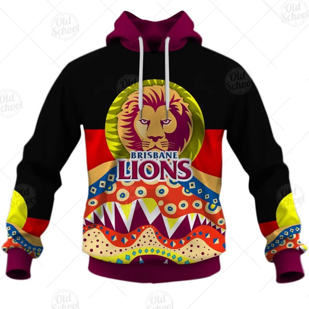 AFL Brisbane Lions Dinky Di Lover Aboriginal Flag x Indigenous Pullover Hoodie