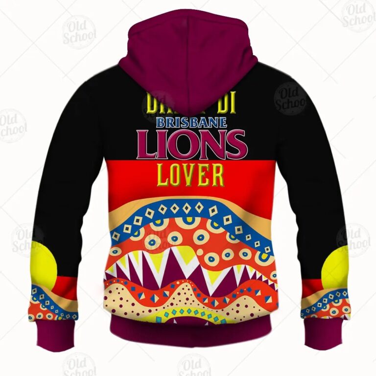 AFL Brisbane Lions Dinky Di Lover Aboriginal Flag x Indigenous Pullover Hoodie