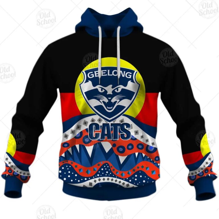 AFL Geelong Cats Dinky Di Lover Aboriginal Flag x Indigenous Pullover Hoodie