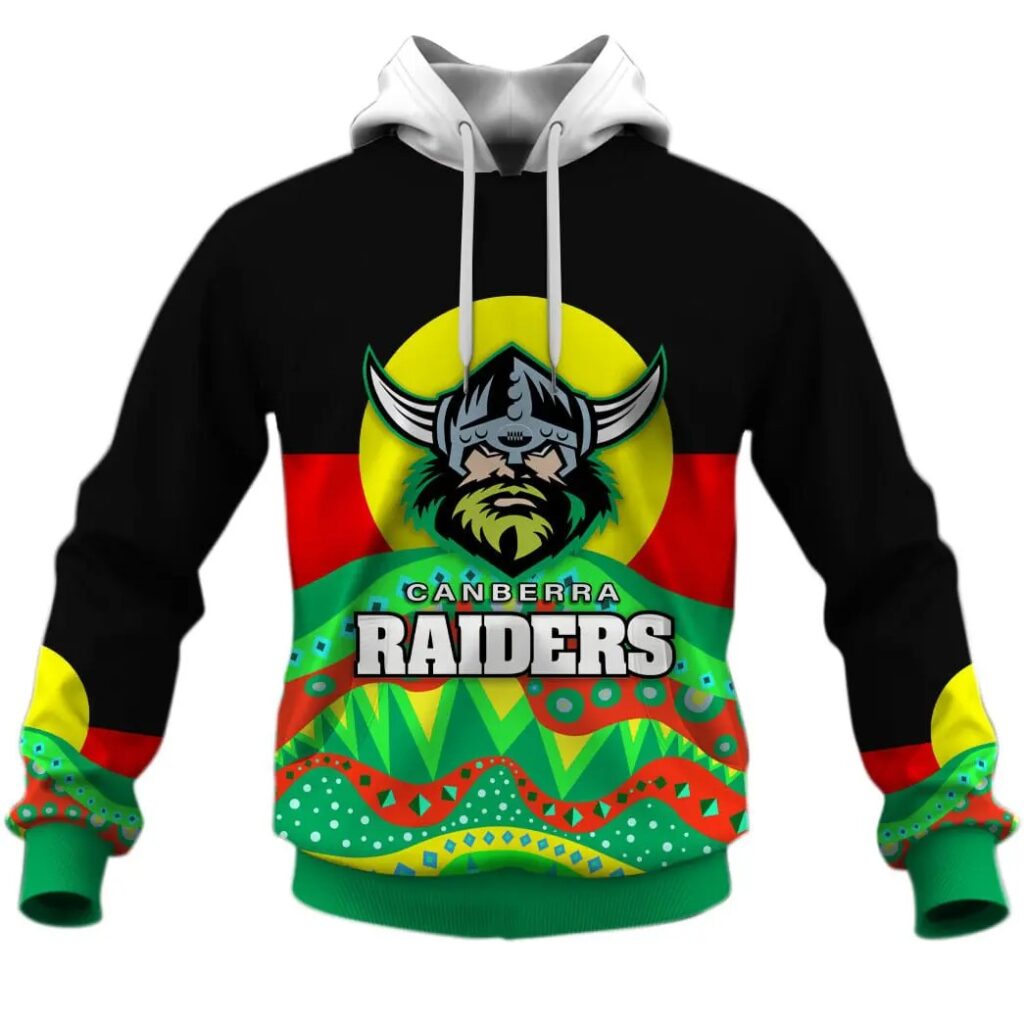 NRL Canberra Raiders Dinky Di Lover Aboriginal Flag x Indigenous Pullover Hoodie