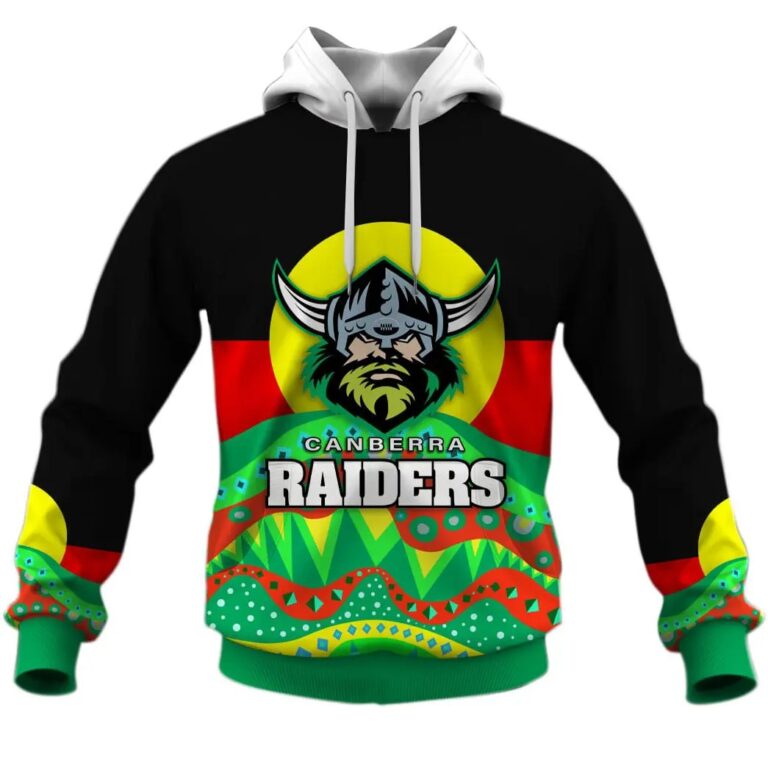 NRL Canberra Raiders Dinky Di Lover Aboriginal Flag x Indigenous Pullover Hoodie