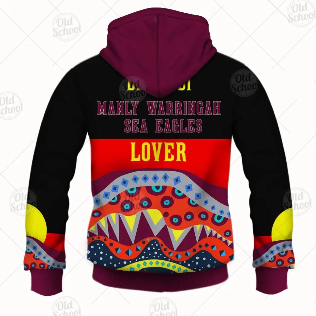 NRL Manly Warringah Sea Eagles Dinky Di Lover Aboriginal Flag x Indigenous Pullover Hoodie