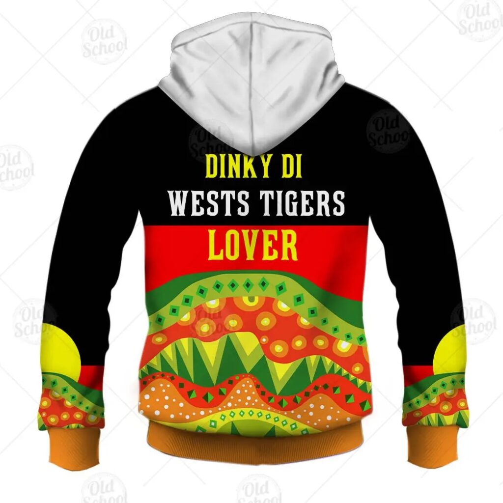 NRL Wests Tigers Dinky Di Lover Aboriginal Flag x Indigenous Pullover Hoodie